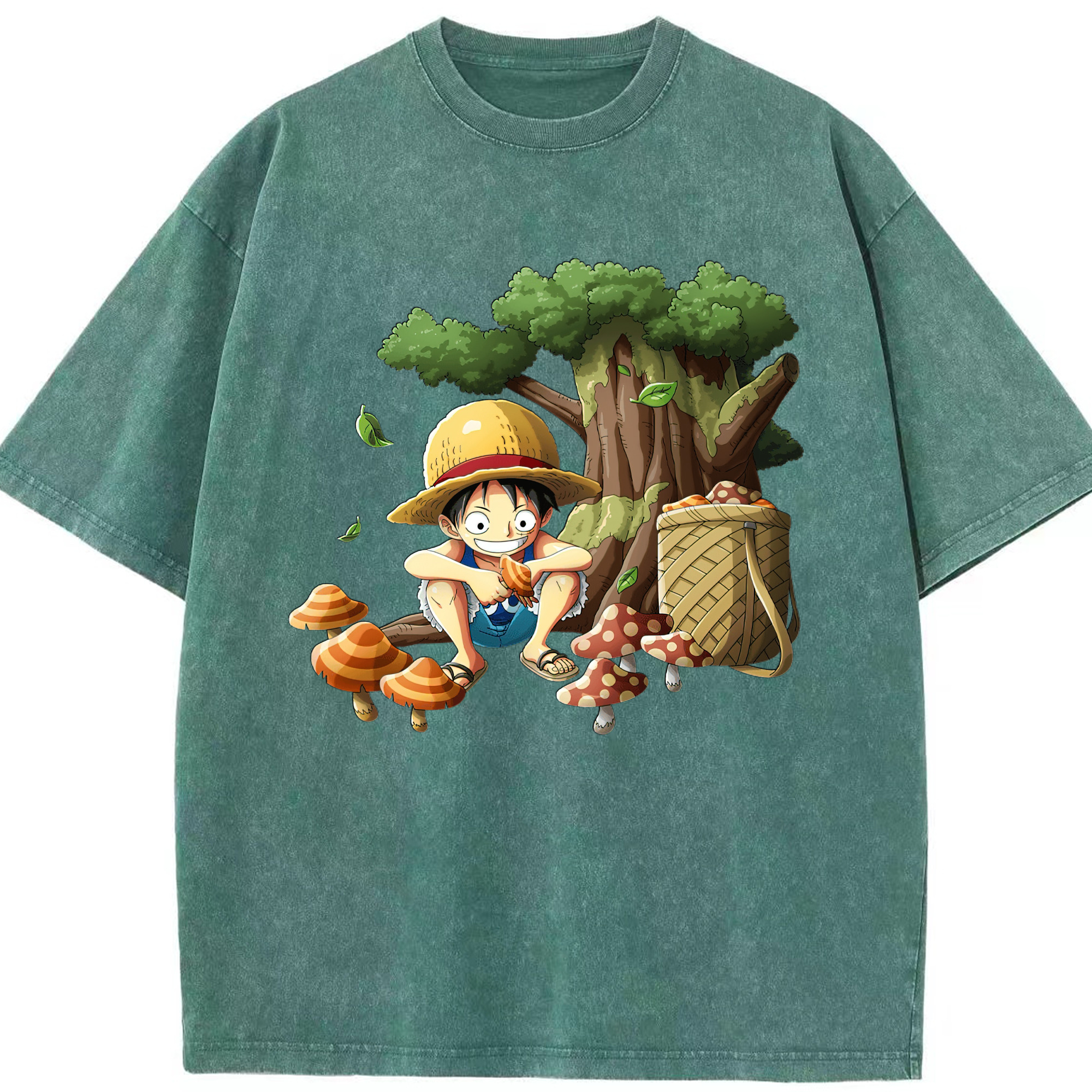 （画像用） ワンピース モンキー・D・ルフィ ONE PIECE Monkey D. Luffy 綿100% ヴィンテージ風 半袖Tシャツ（フロントプリント）